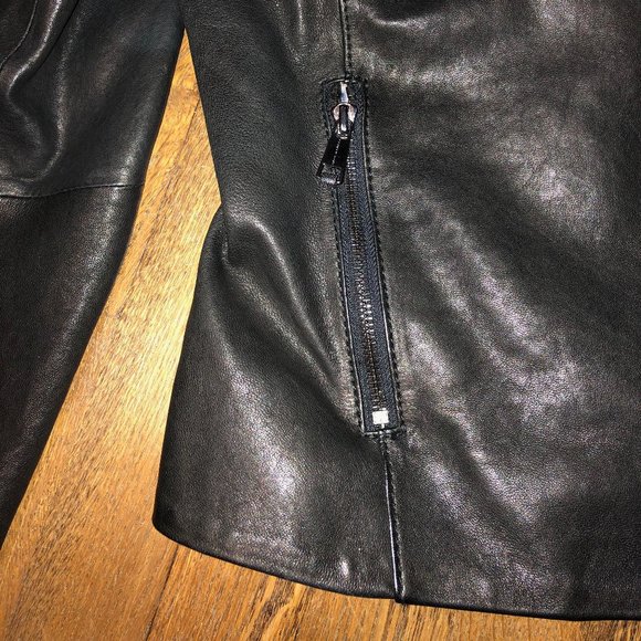 Andrew Marc wool blend collar leather jacket - (s) - Picture 8 of 12